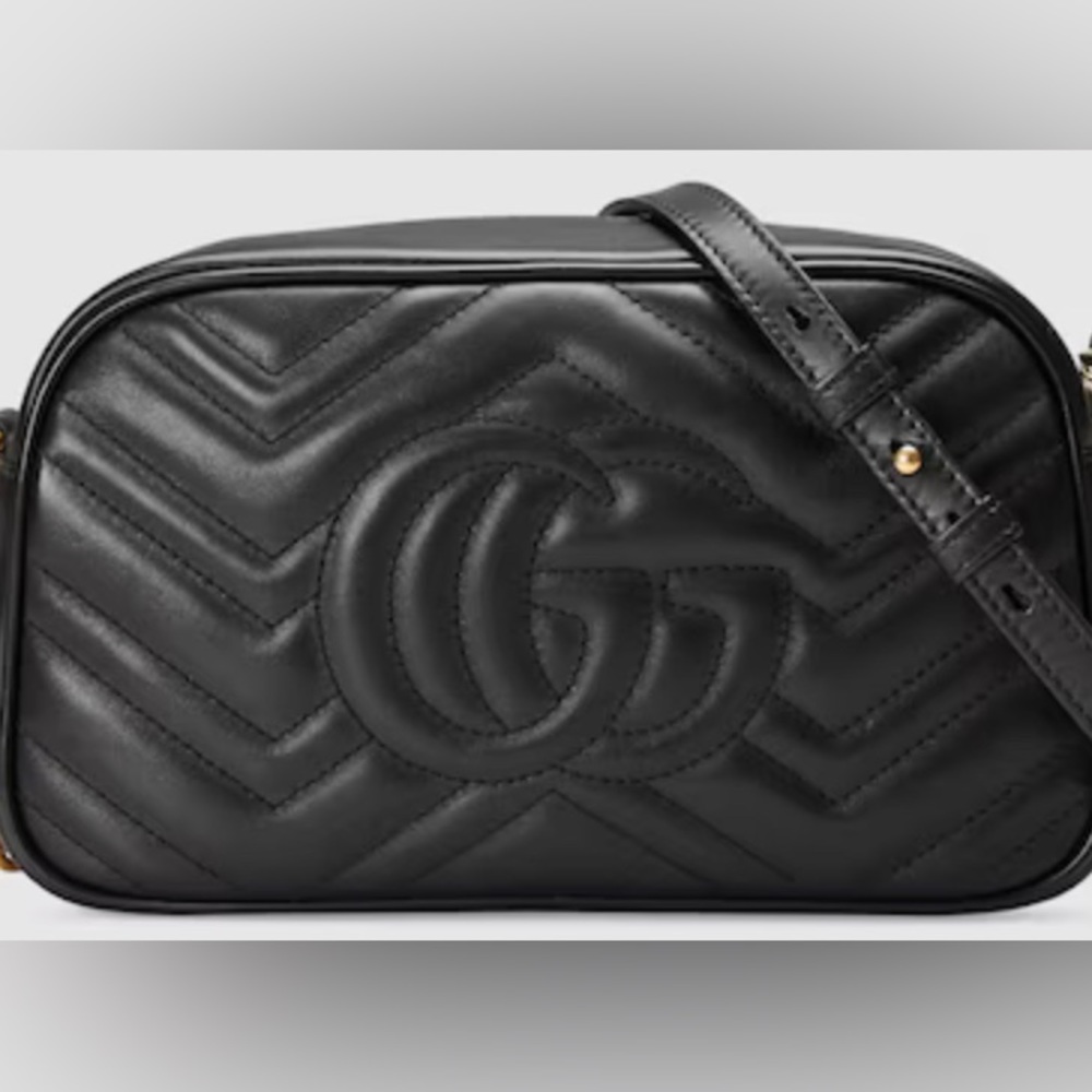Gucci GG Marmont Small Leather Cross Body Bag Black